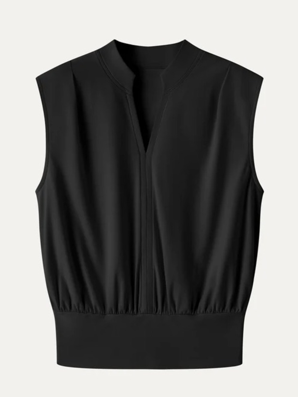 OGL Cotton-Viscose V-neck Stand Collar Sleeveless Top large